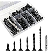 130pcs Drywall Screws Kit – #6 Black Finish Phillips Head, Fine Thread, 6 Assorted Sizes | Heavy-...