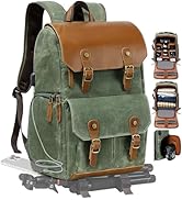 Padwa Lifestyle Green Camera Backpack - Waxed Memory Canvas Camera Bag, Multi DSLR SLR Large Came...