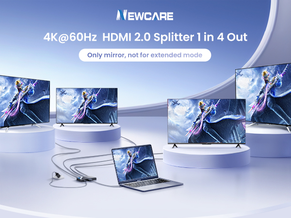 4K@60Hz HDMI Splitter 1 in 4 out