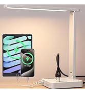 cozoo LED Desk Lamp with USB Charging Ports and Type C Port,2 AC Outlets,9 Lighting Modes,Touch/M...