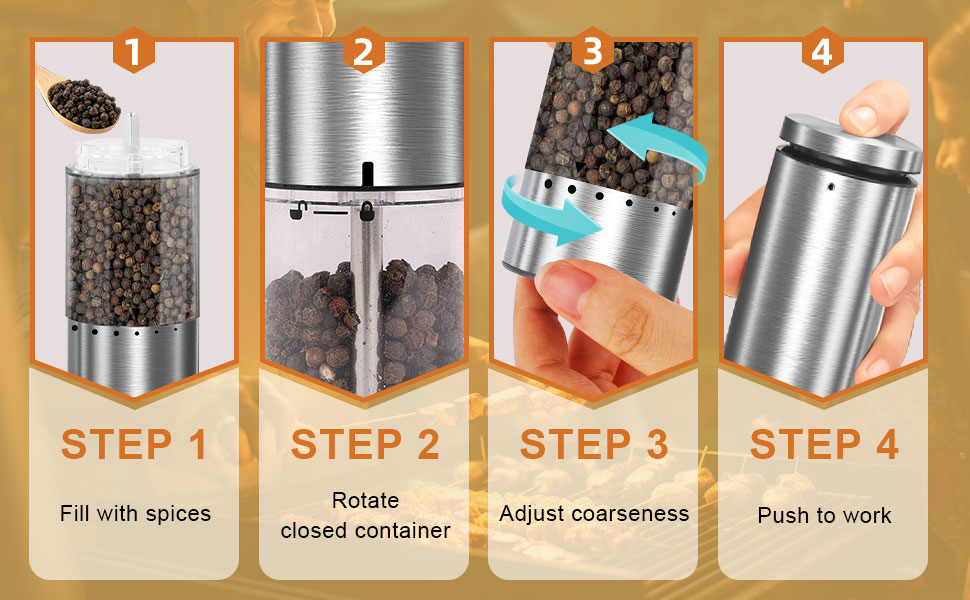 Electric Salt and Pepper Grinder Set Rechargeable