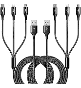 RULUS Multi Charging Cable [2Pack 6ft] 3 in 1 Multiple Fast Charger Cable Nylon Braided Charging ...