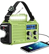 NOAA Weather Radio, Emergency Hand Crank Radio with Solar Charger, Portable Battery Operated AM F...