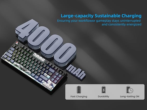 75% Wireless Mechanical Keyboard, Creamy Gaming Keyboard, 75% Black keyboard