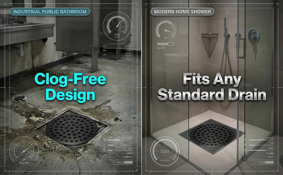 5.5-Inch Cast Iron Round Drain Cover, anti-clog design for multi-scene outdoor use