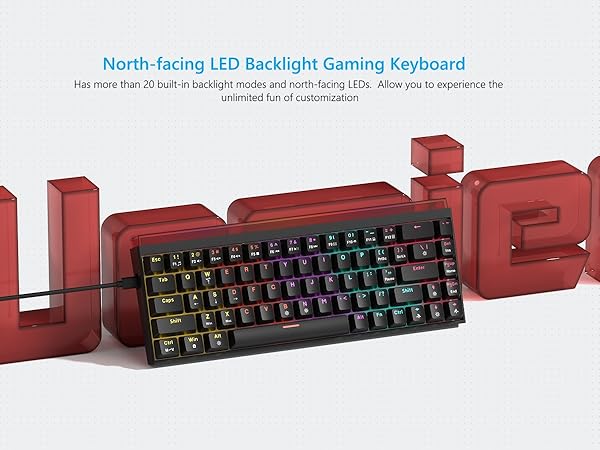 60% Gaming Keyboard with Light Box, Wired RGB Backlit Mechanical Keyboard with MCA Keycaps