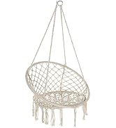 Garpans Hammock Chair Macrame Swing Bohemian Style Hammock Swing Chair with Tassels Hanging Swing...