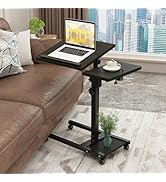 LINGMI Mobile Height Adjustable Laptop Desk with Mouse Pad, Portable Laptop Desk Rolling Tiltable...