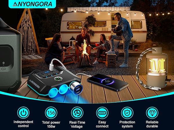 9 in 1 Multi Port Cigarette Lighter Splitter