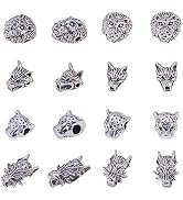 PH PandaHall Animal Head Spacer Beads, 40pcs 4 Styles Lion Wolf Leopard Dragon Head Beads Charms ...
