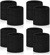 8 Pcs Sports Wrist Sweat Bands for Men &amp; Women, Absorbent Wrist Sweatbands Tennis Wristbands, Ela...