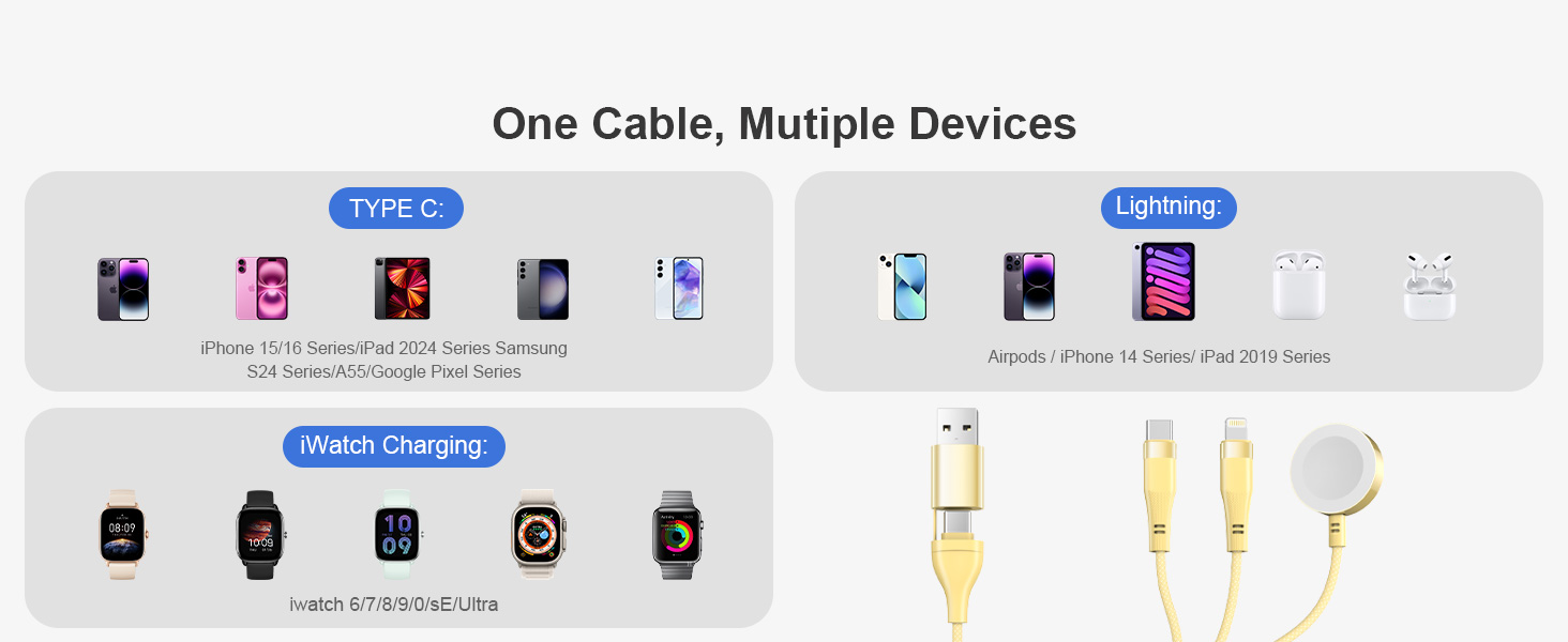 Multiple charging cable