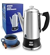 APOXCON Electric Coffee Percolator Stainless Steel Coffee Maker with Clear Brew Progress Tough Gl...