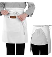 ARBINSON Long Server Apron with 2 Pockets, Extra Long Tie, Lightweight Half Aprons for Men Women ...