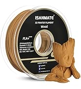 iSANMATE 3D Printer Filament Wood, Yellow pear PLA+ Wood Filament 1.75mm, 1 kg Spool (20% Wood Po...