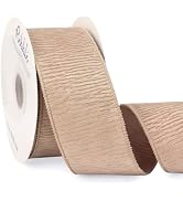 Ribbli Camel Crinkled Velvet Wired Ribbon 2.5 Inch Velvet Christmas Ribbon for Gift Wrapping Chri...