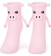 FunisFun Pig Socks with Magnetic Holding Hands Cute 3D Funny Animal Crazy Socks for Women Teen Girls