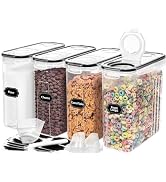 Skroam 4PCS Cereal Containers Storage [4L/135.2 oz], Airtight Food Storage Containers with Pour S...