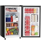 Sweetcrispy 3.2 Cu.Ft Mini Fridge with Freezer Small Refrigerator Single Door Adjustable Thermost...