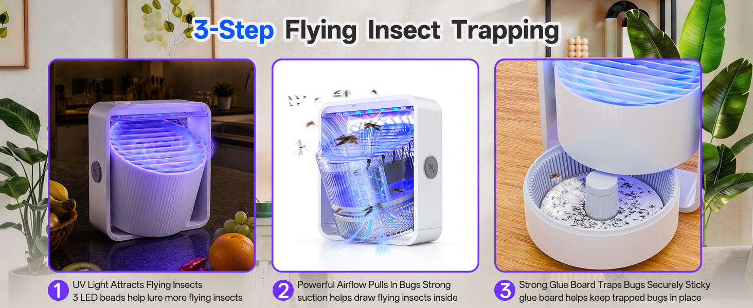 mosquito fly trap for indoors 3 steps flying insect trapping
