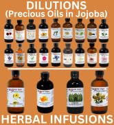 Precious Oils in Jojoba Dilutions and Herbal Infusions