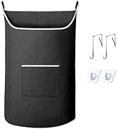 SAVERHO XL Hanging Laundry Hamper Bag, Black Door Hanging Hamper with Large Openging Hanging Laun...