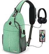 Lumesner Sling Bag Crossbody Backpack with USB Charging Port,Hiking Daypack Shoulder Bag Chest Ba...