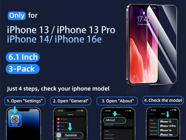 screen protector iphone 13 13pro 14 16e
