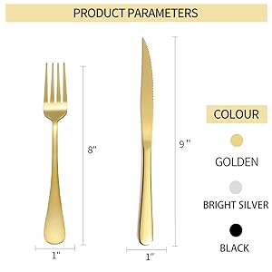 Rygten QU 12-Piece Steak Knives Set, steak knife and fork set, Cutlery Utensil Set Service for 6