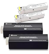 Atroodac A Pair of Mini Fiber to Ethernet Converter with 2 Pcs 1.25G BIDI LC Single Port Transcei...