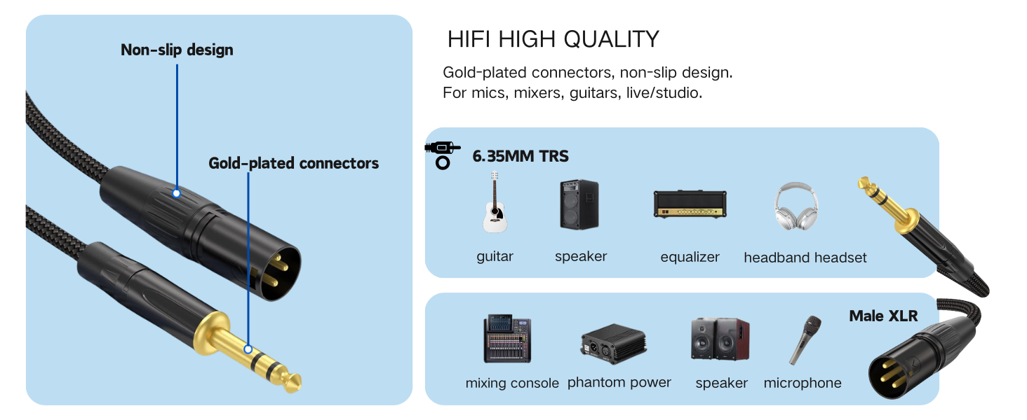 6.35mm to XLR Balanced Audio Cord