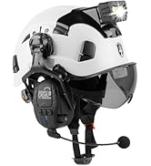 GREEN DEVIL Hard Hat Safety Helmet with Visor Bluetooth Ear Muffs and Headlamp 5 in 1 Full Protec...