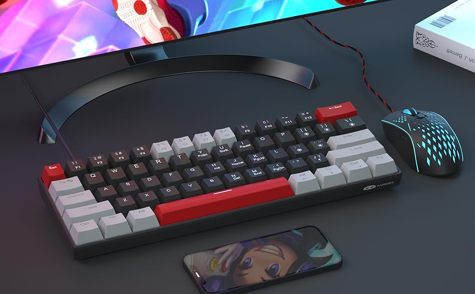 60% portable mechanical gaming keyboard with linear red switches