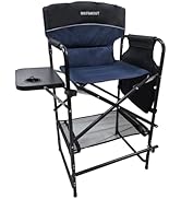 WKFAMOUT Tall Directors Chair 30.7" Seat Height Folding Makeup Chair with Side Table Folding Camp...
