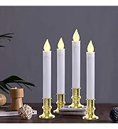 Goothy Christmas Window Candles Lights, Automatic Timer LED Flickering Candles Lights with Gold B...