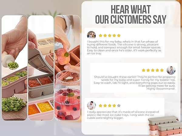 Firgi silicone baby food freezer tray customer reviews with 5-star ratings