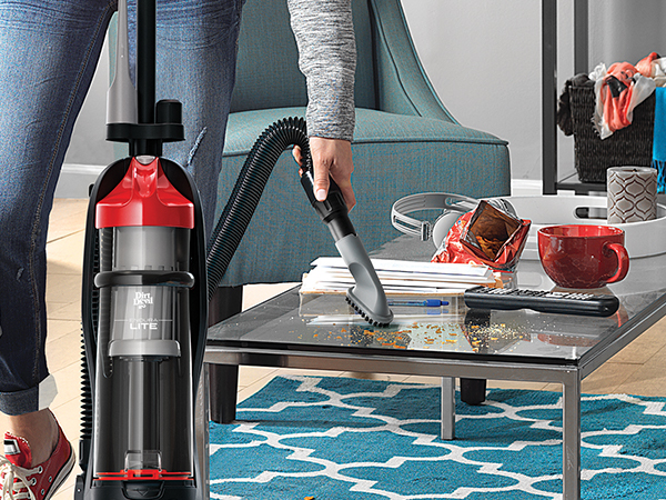 Above floor cleaning: Clean above floor messes with the quick release wand