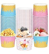 60PCs Ice Cream Bowls, 9oz Ice Cream Containers Disposable Paper Bowls Ice Cream Cups Dessert Bow...
