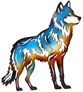 AMAJY Stunning Metal Wolf Cutout Wall Art - Gradient Colors - Durable with 2 Ready-to-Hang Hooks ...