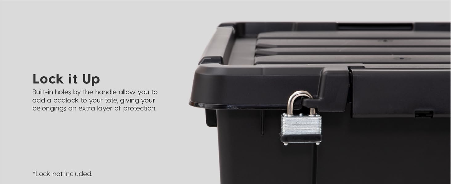 Lockable Storage Bins with Lids Heavy Duty, Stackable Containers, Garage Organizing Bins Moving Tubs