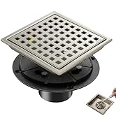 Ceruleanix 6 Inch Square Shower Drain, High-Flow Quadrato Grate, SUS304 Stainless Steel with Odor...
