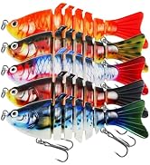 FREE FISHER 5 Pcs Multi Jointed Swimbaits Fishing Lures Lifelike for Bass Trout Crappie Walleye Pike