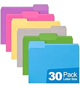HABGP 30 Pcs Manilla Folders 8.5 x 11 Inch, 6 Colored File Folders Letter Size, 1/3-Cut Tab Paper...