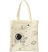 Handytoolinc Canvas Cute Tote Bag 12OZ with Inner Pockets Tote Bags Aesthetic Gifts Reusable Groc...