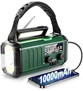 NOAA Emergency Weather Radio,Best Portable 10000mAh Battery/Hand Crank/Solar Powered AM/FM Wind U...