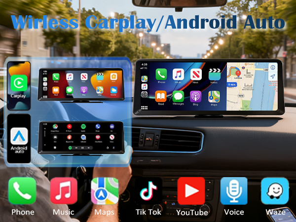 8.1&amp;#34; Touchscreen apple carplay &amp;amp; android auto wireless adapter