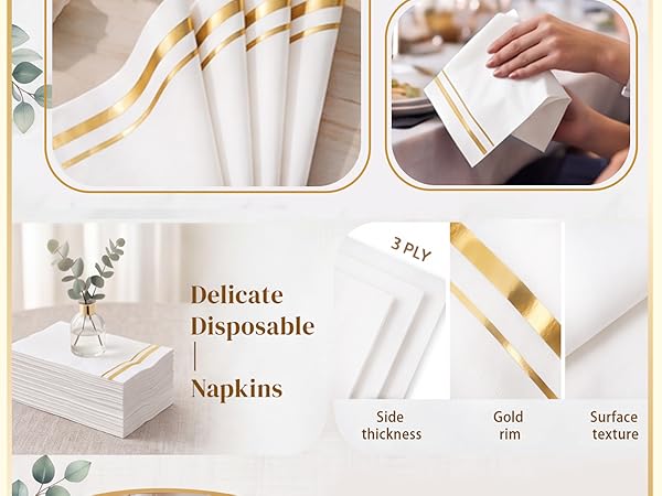 Gold Paper Napkins Disposable