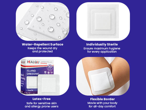 water resistance, latex Free, sterlie, flexible