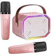 Caiord Karaoke Machine for Kids and Adults, Mini Portable Bluetooth Speaker with 2 Wireless Micro...