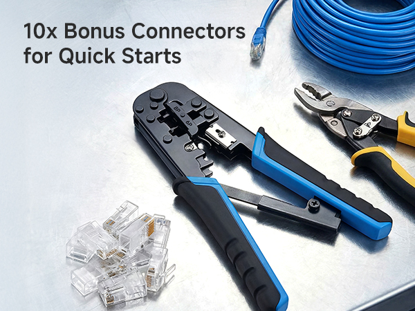 Modular RJ45 Crimp Tool (Ethernet Crimper) with Built-in Wire Cutter and Stripper